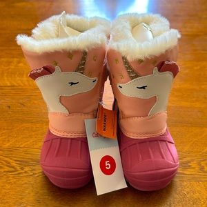 Cat & Jack pink snow boots with unicorns- NWT